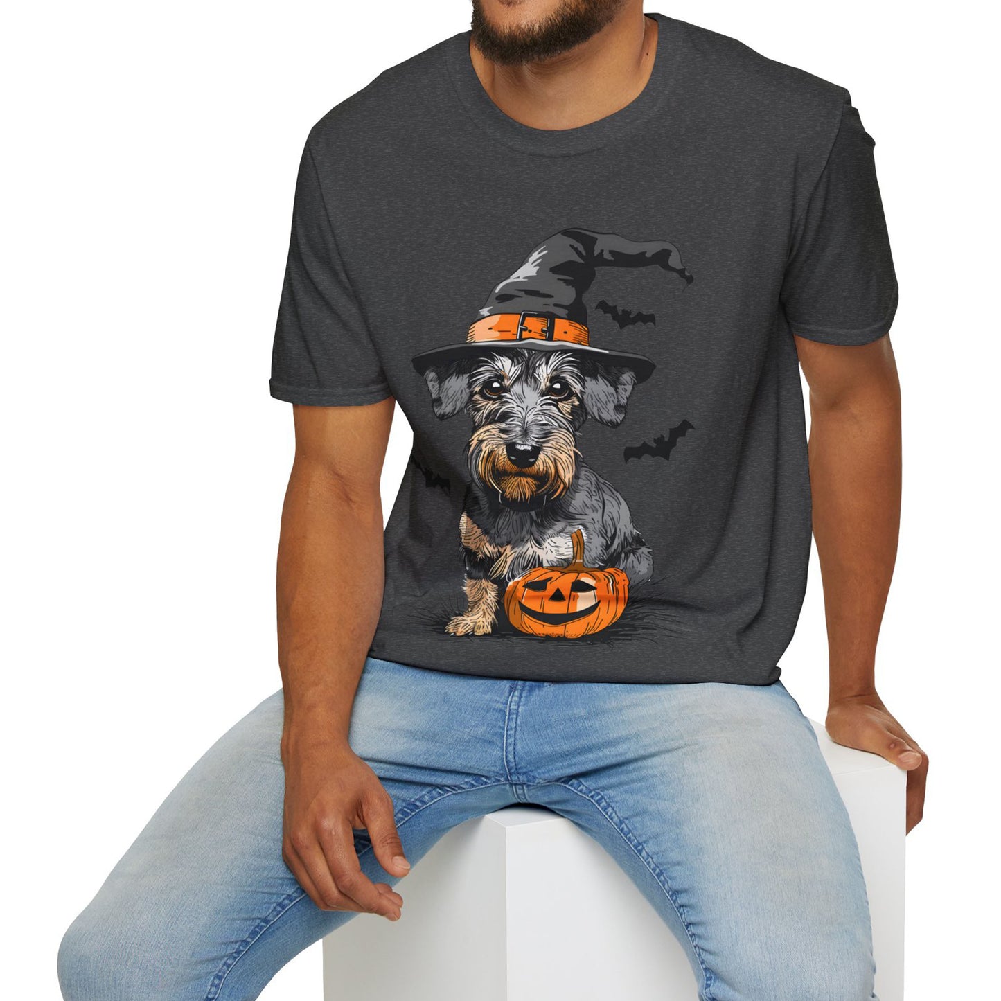 "Pumpkin Pie" Wire-Haired Dachshund Halloween Unisex Softstyle T-Shirt