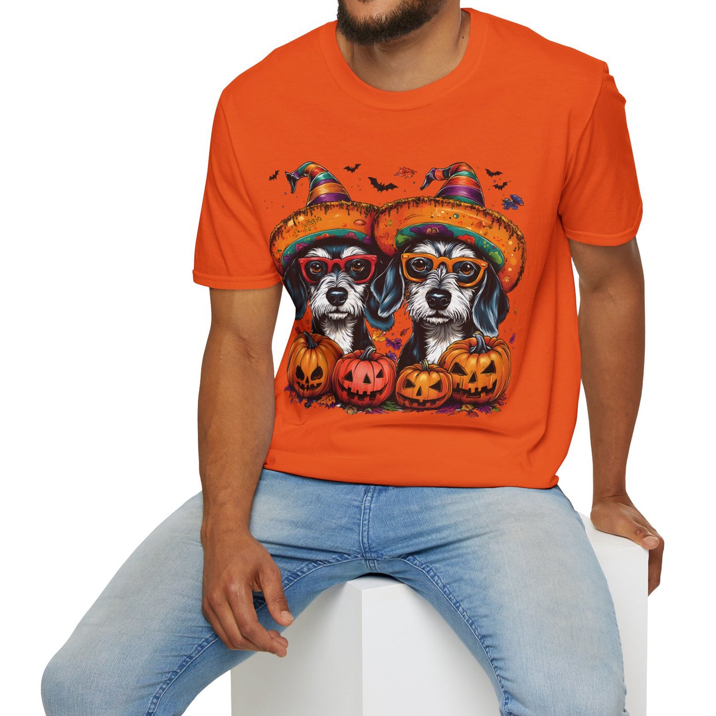 "Confetti" Wire-Haired Dachshund Halloween Unisex Softstyle T-Shirt