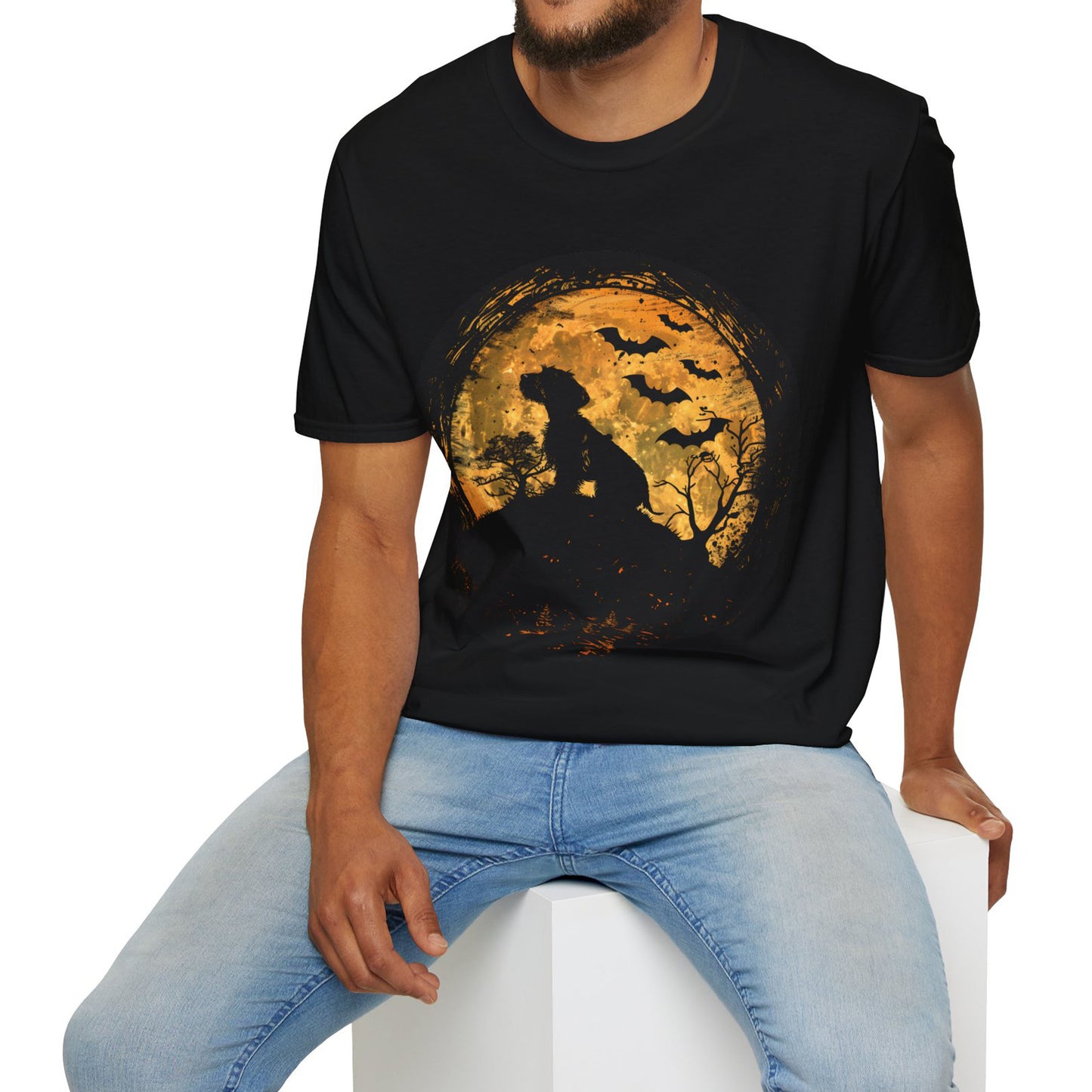 "Moon Child" Wire-Haired Dachshund Halloween Unisex Softstyle T-Shirt