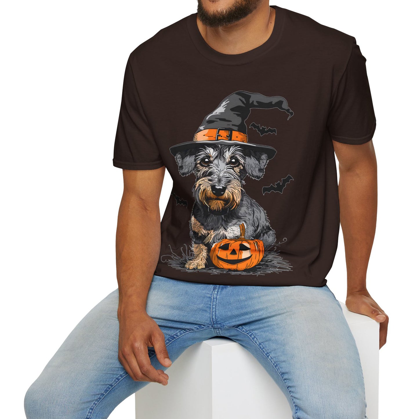 "Pumpkin Pie" Wire-Haired Dachshund Halloween Unisex Softstyle T-Shirt