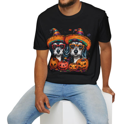 "Confetti" Wire-Haired Dachshund Halloween Unisex Softstyle T-Shirt