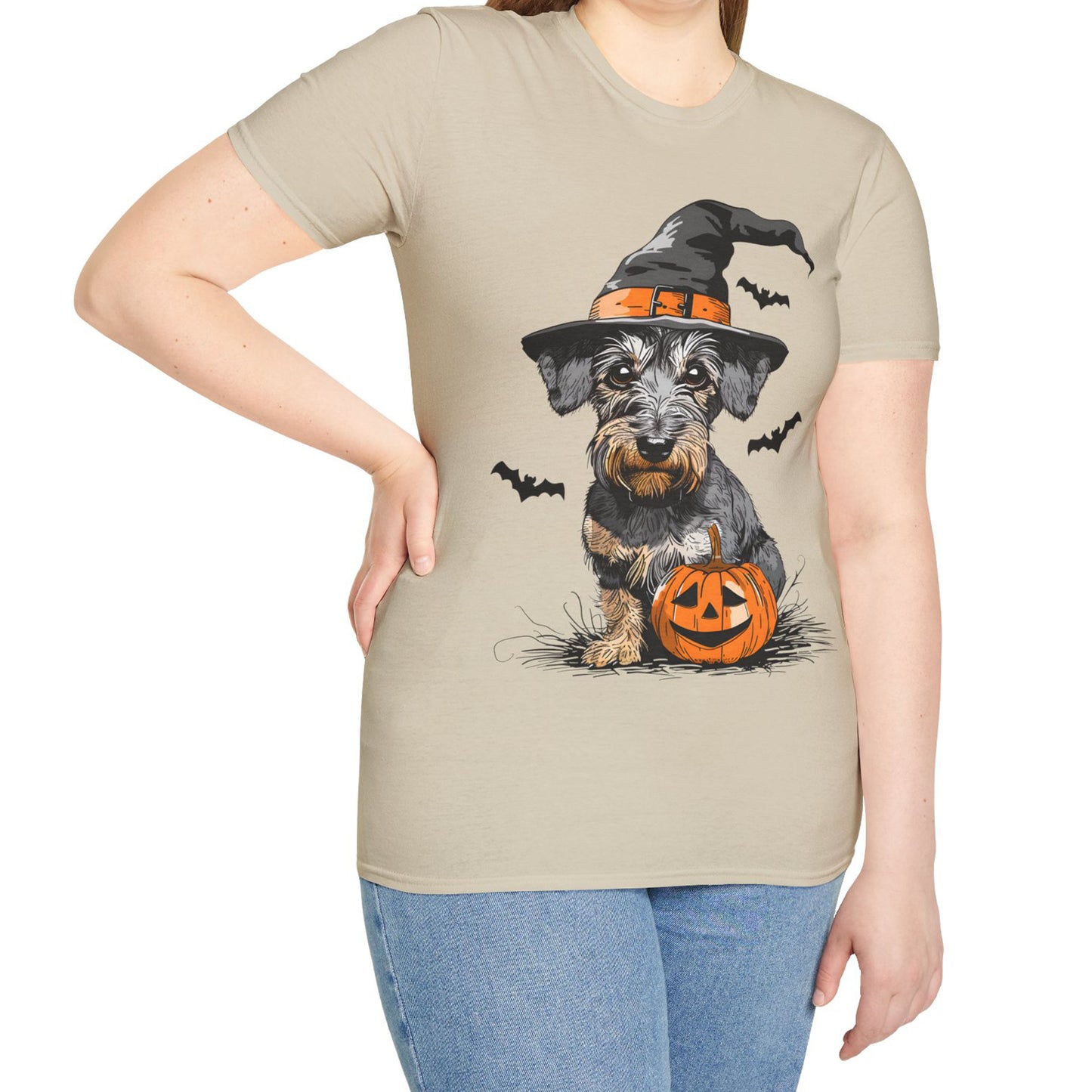 "Pumpkin Pie" Wire-Haired Dachshund Halloween Unisex Softstyle T-Shirt