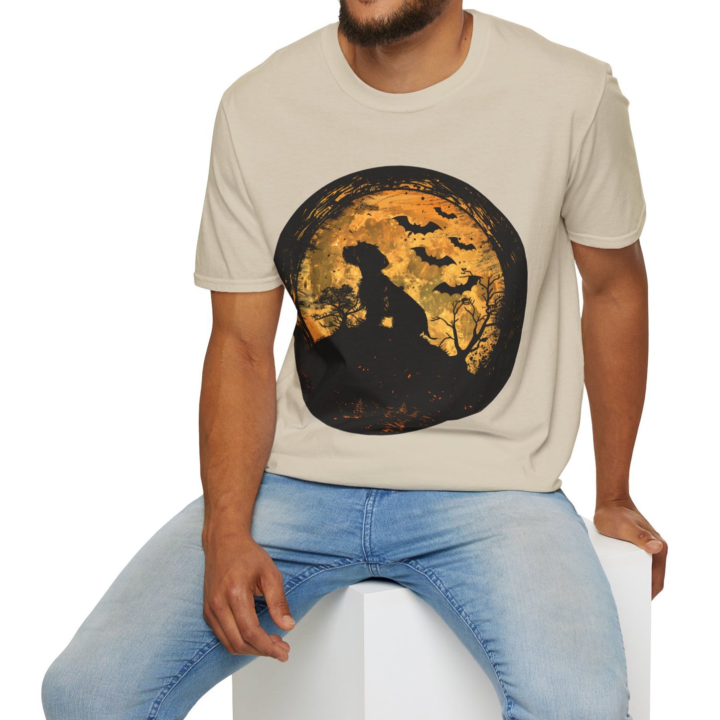 "Moon Child" Wire-Haired Dachshund Halloween Unisex Softstyle T-Shirt