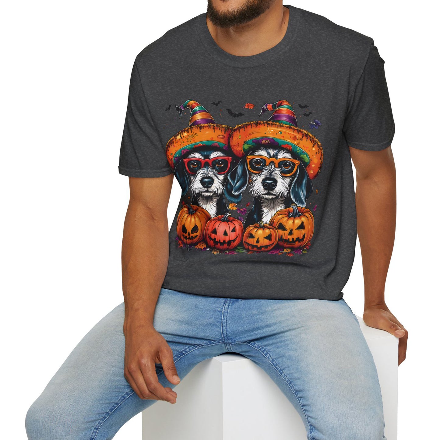 "Confetti" Wire-Haired Dachshund Halloween Unisex Softstyle T-Shirt