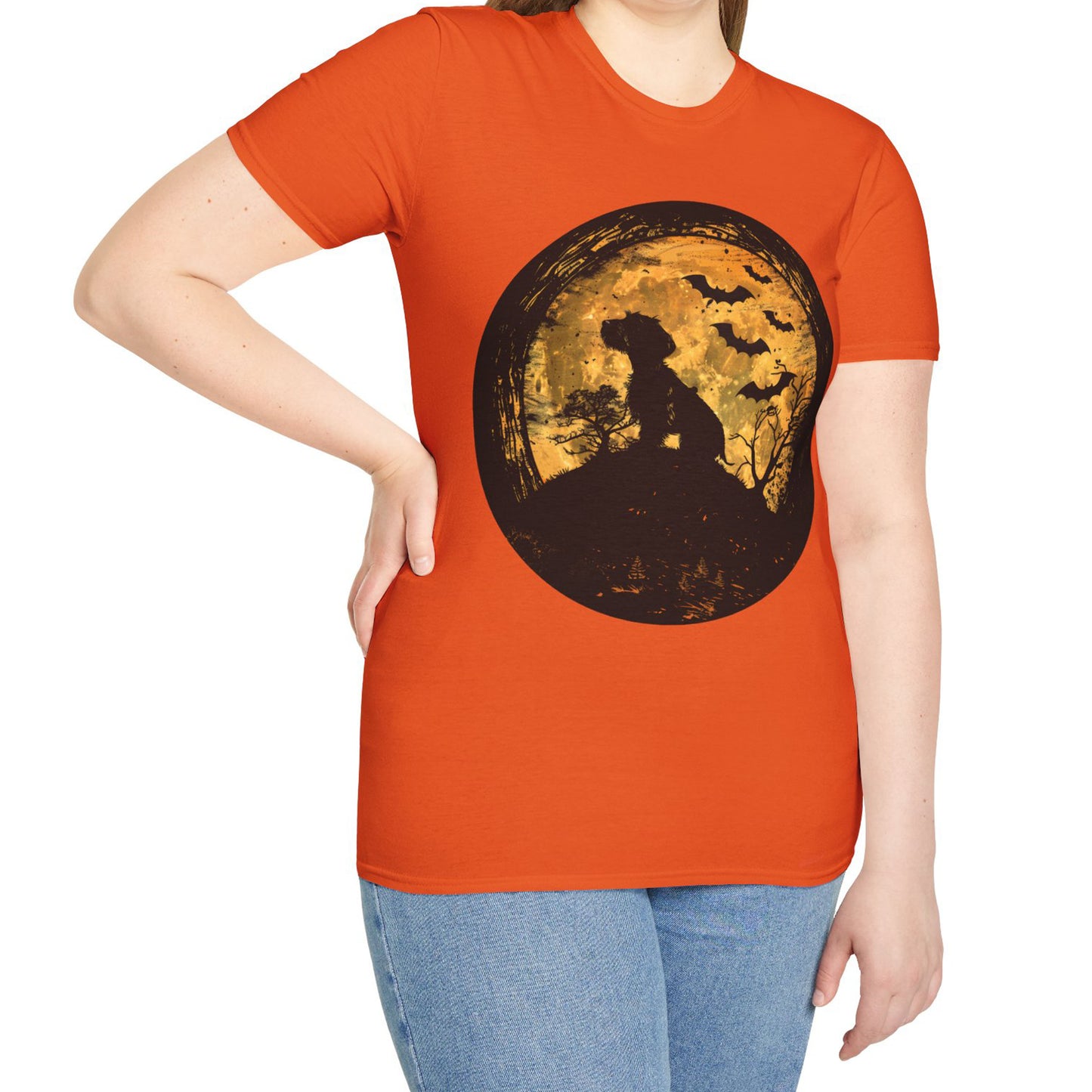 "Moon Child" Wire-Haired Dachshund Halloween Unisex Softstyle T-Shirt