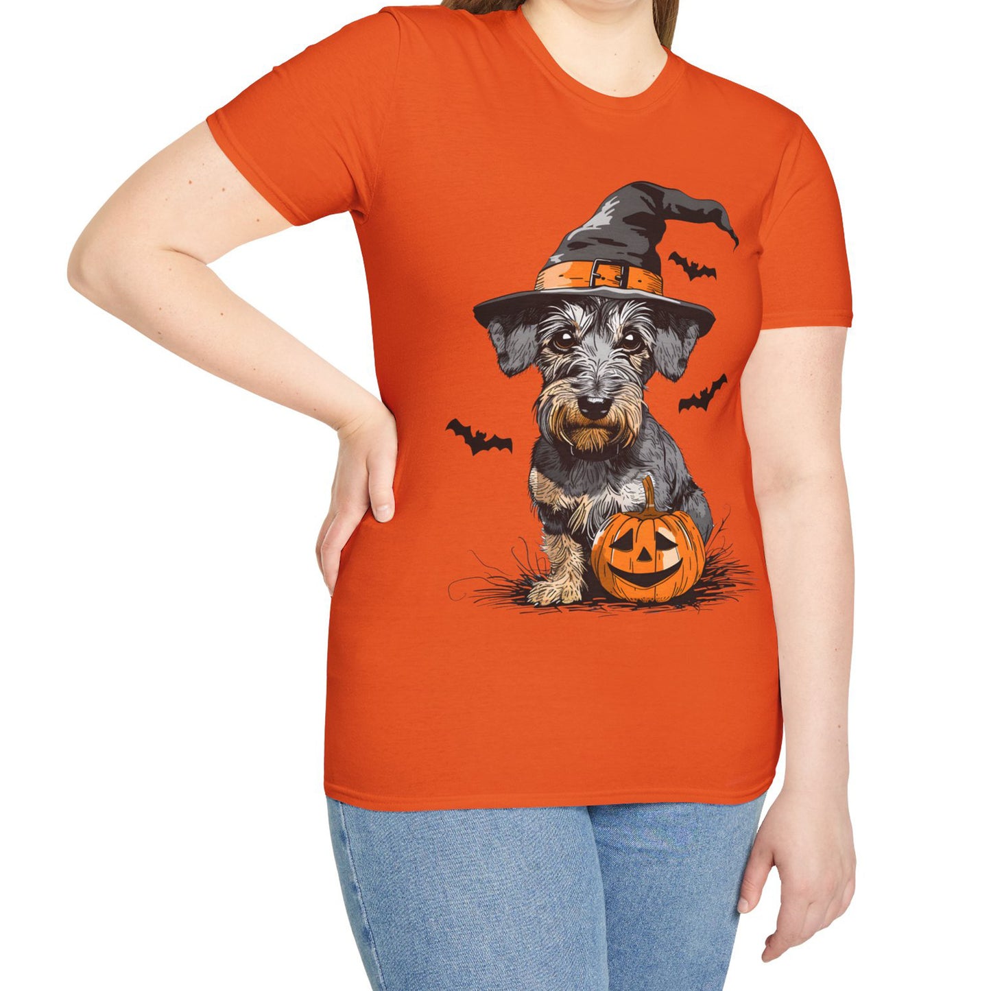 "Pumpkin Pie" Wire-Haired Dachshund Halloween Unisex Softstyle T-Shirt