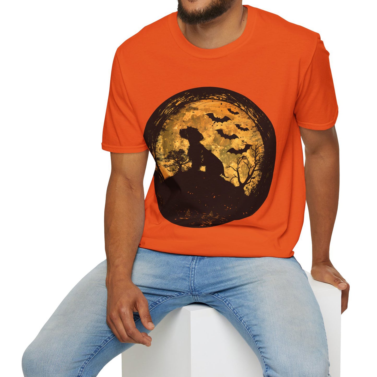 "Moon Child" Wire-Haired Dachshund Halloween Unisex Softstyle T-Shirt