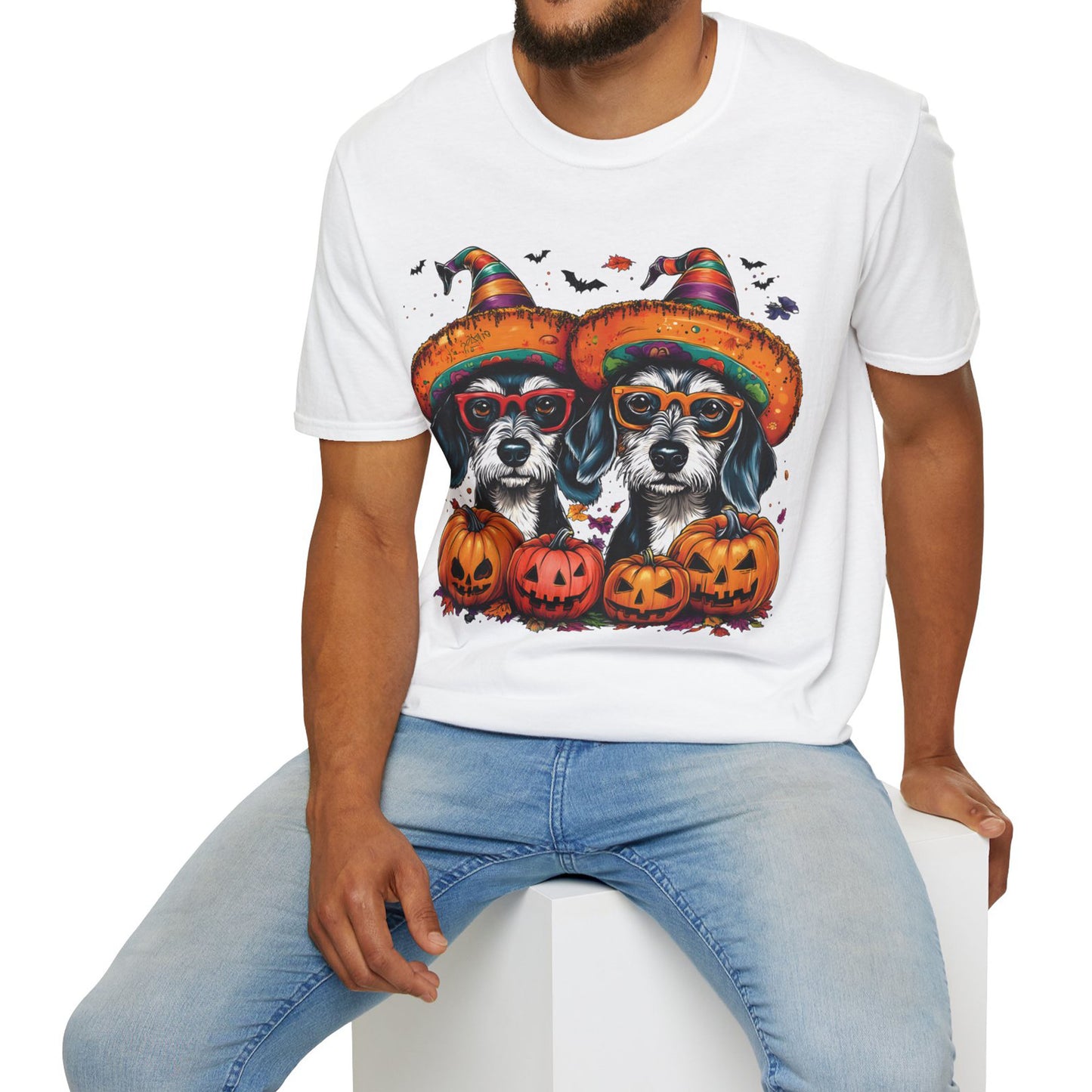 "Confetti" Wire-Haired Dachshund Halloween Unisex Softstyle T-Shirt