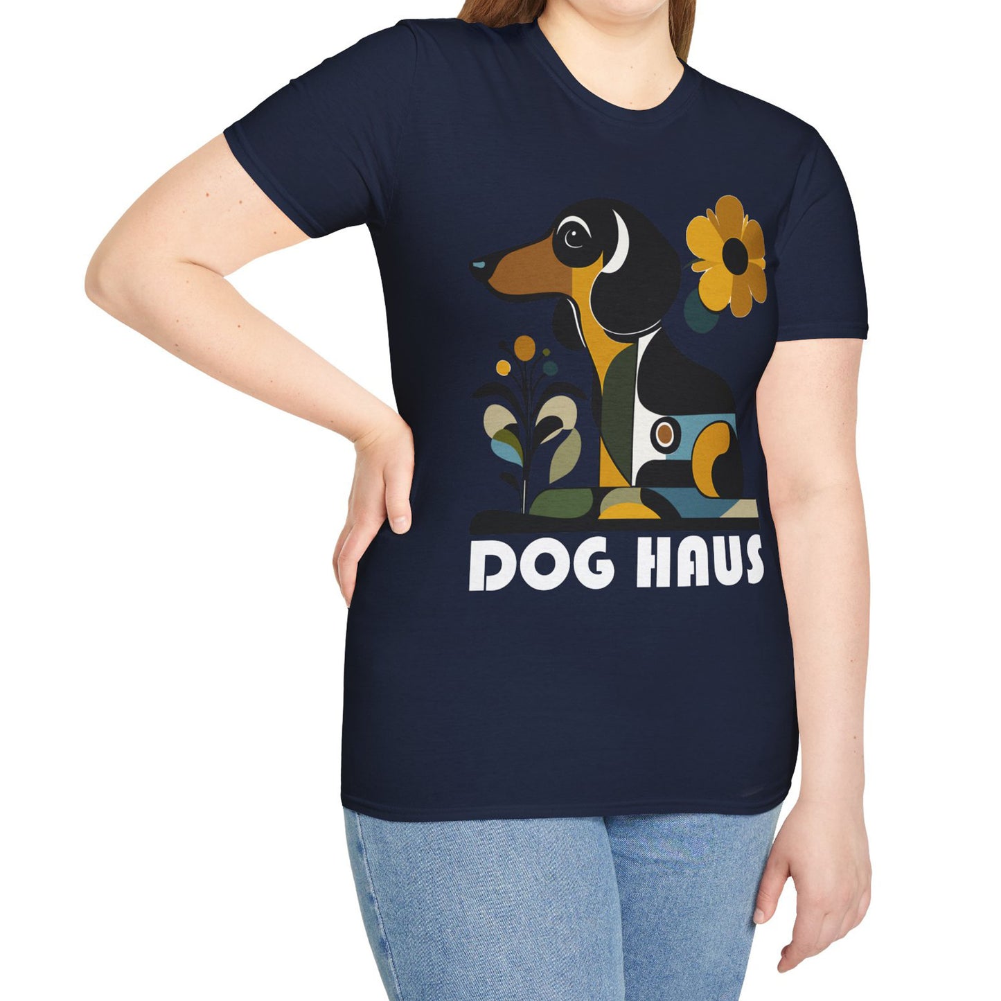 "Smooth Haus" Smooth-Haired Dachshund Unisex Softstyle T-Shirt