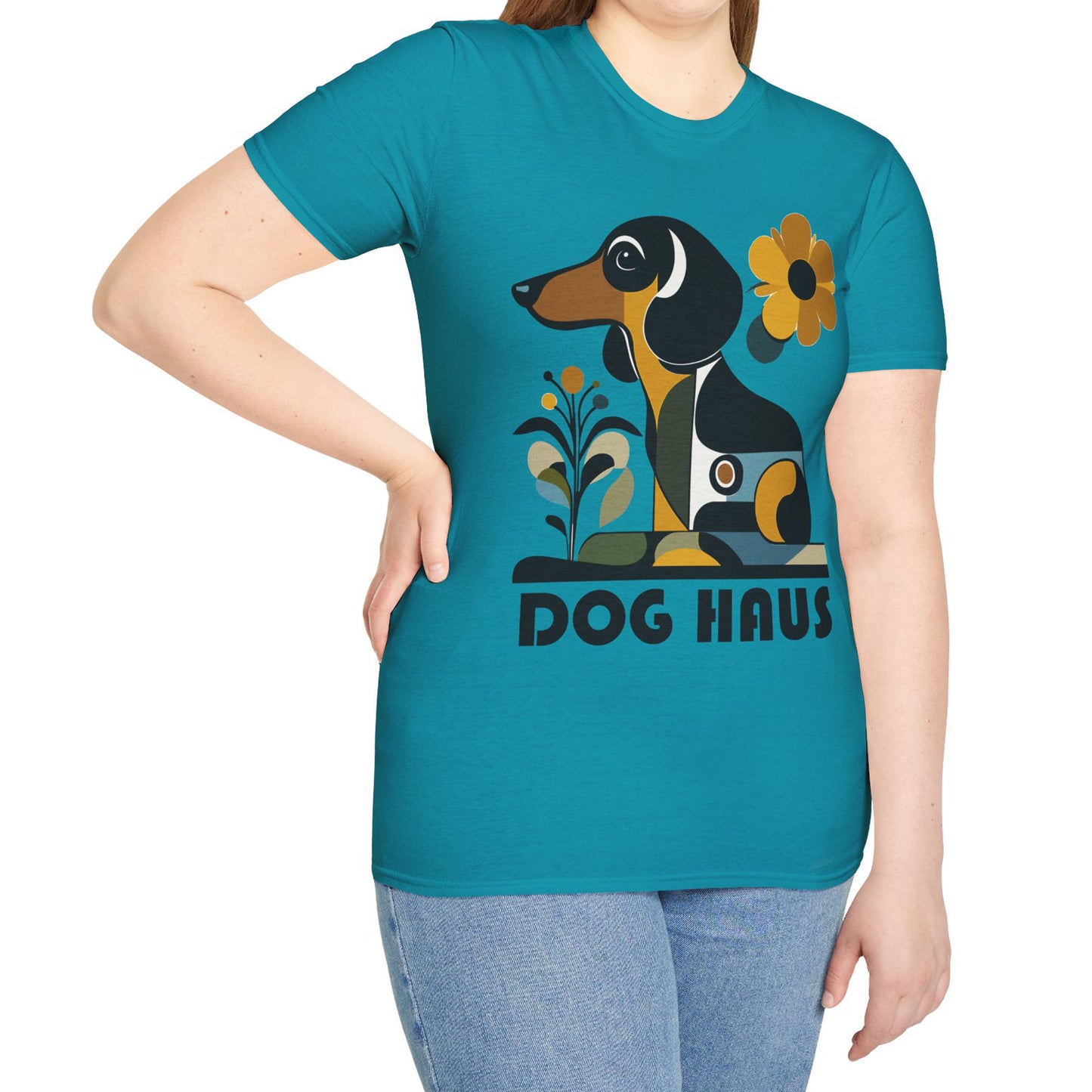 "Smooth Haus" Smooth-Haired Dachshund Unisex Softstyle T-Shirt