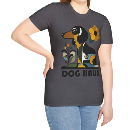 "Smooth Haus" Smooth-Haired Dachshund Unisex Softstyle T-Shirt