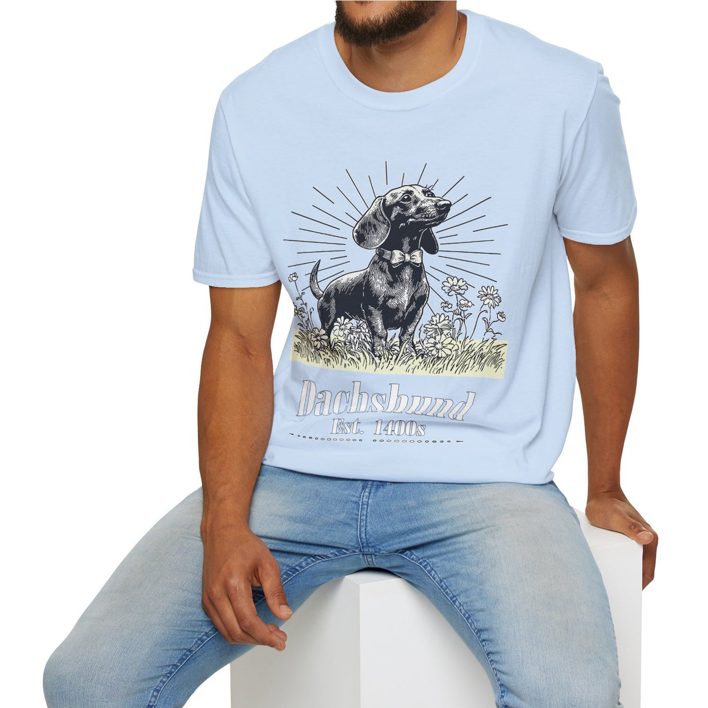 "Circa" Smooth-Haired Dachshund Unisex Softstyle T-Shirt