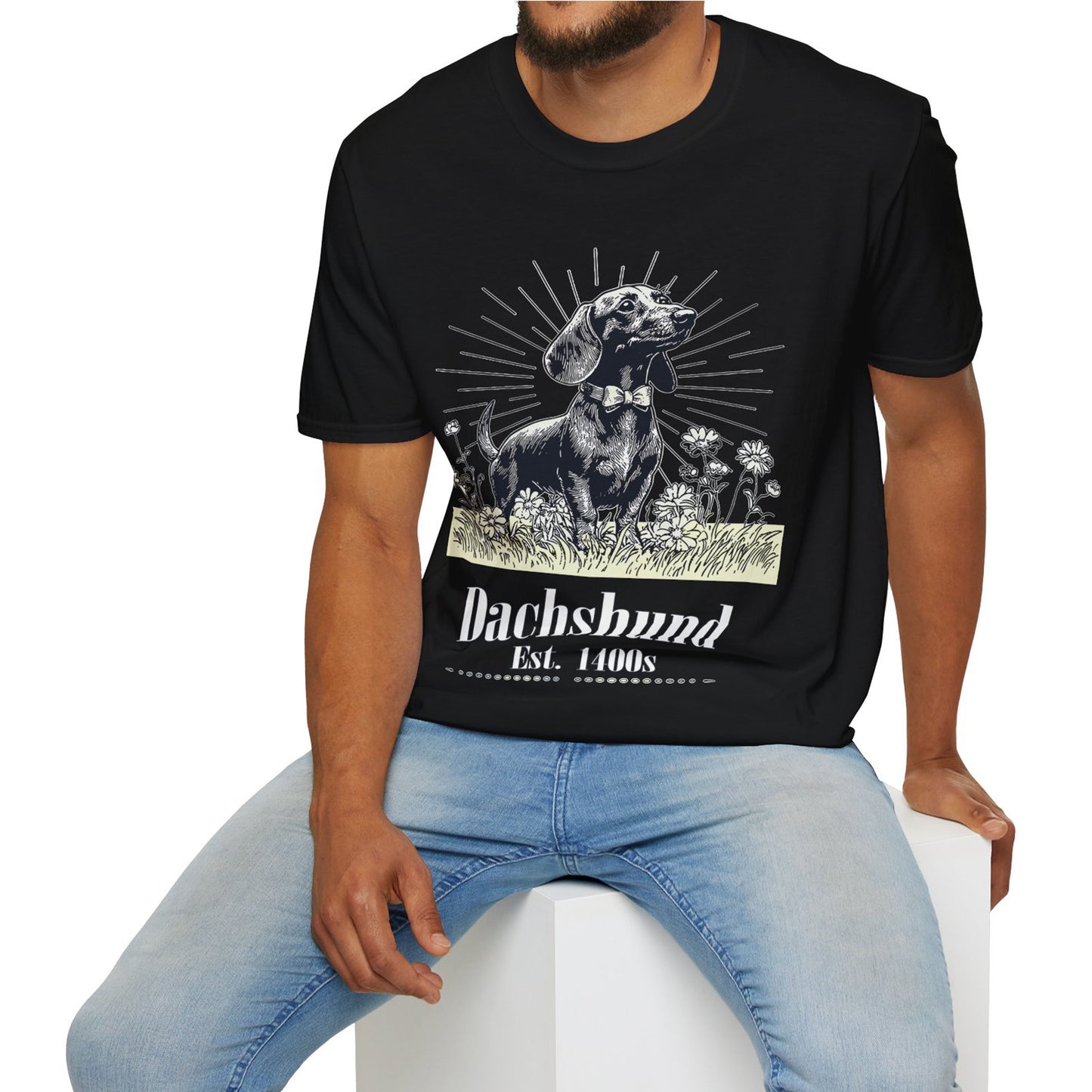 "Circa" Smooth-Haired Dachshund Unisex Softstyle T-Shirt