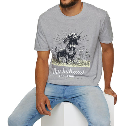 "Circa" Smooth-Haired Dachshund Unisex Softstyle T-Shirt