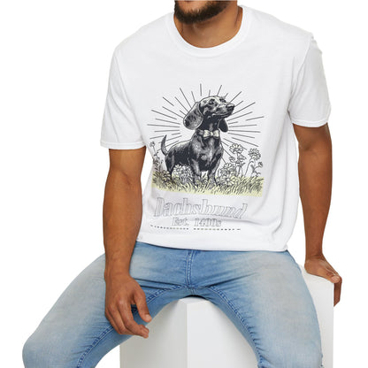"Circa" Smooth-Haired Dachshund Unisex Softstyle T-Shirt