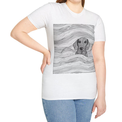 "Smooth Joy" Tan Smooth-Haired Dachshund Unisex Softstyle T-Shirt