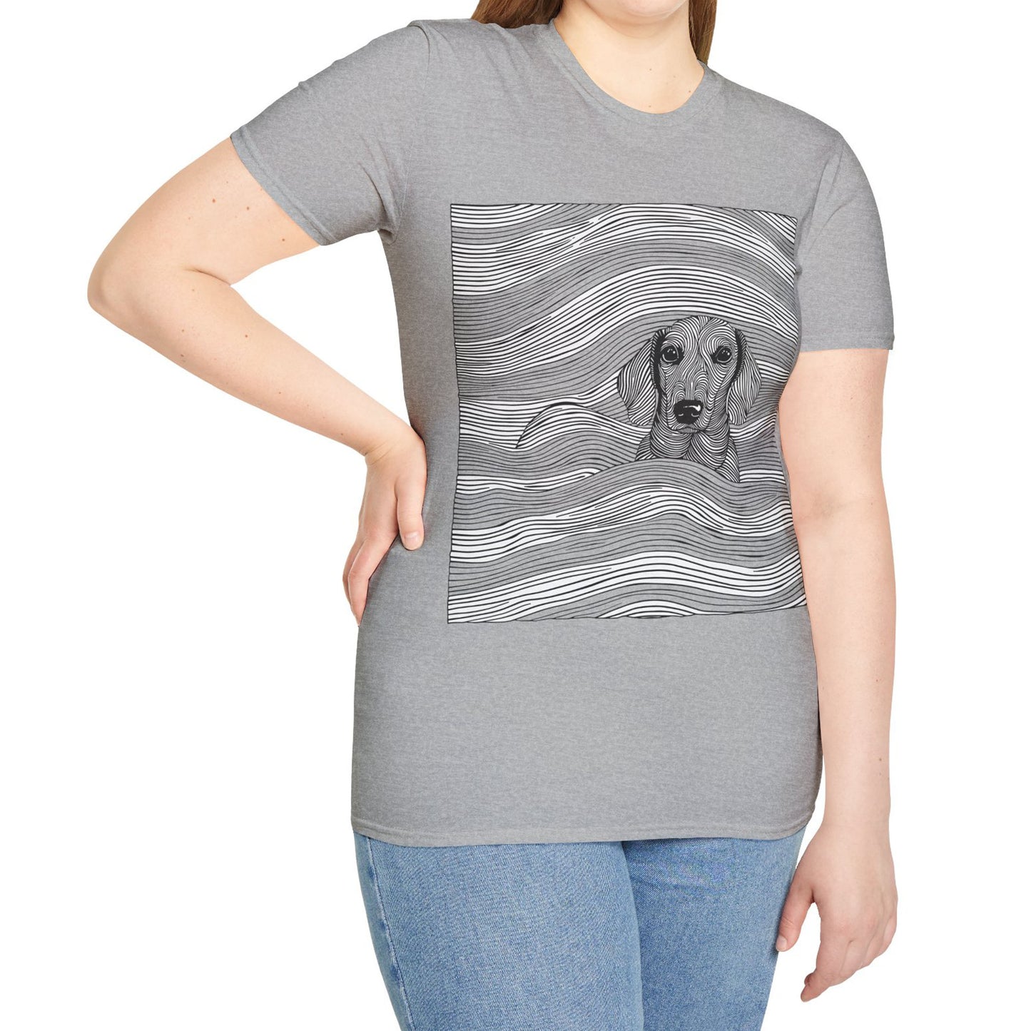 "Smooth Joy" Tan Smooth-Haired Dachshund Unisex Softstyle T-Shirt