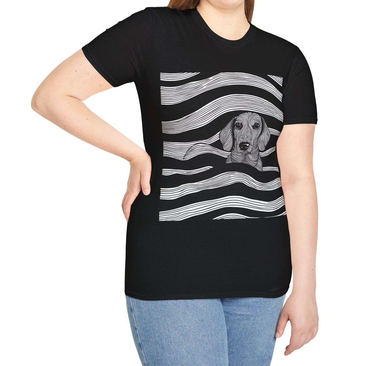 "Smooth Joy" Tan Smooth-Haired Dachshund Unisex Softstyle T-Shirt