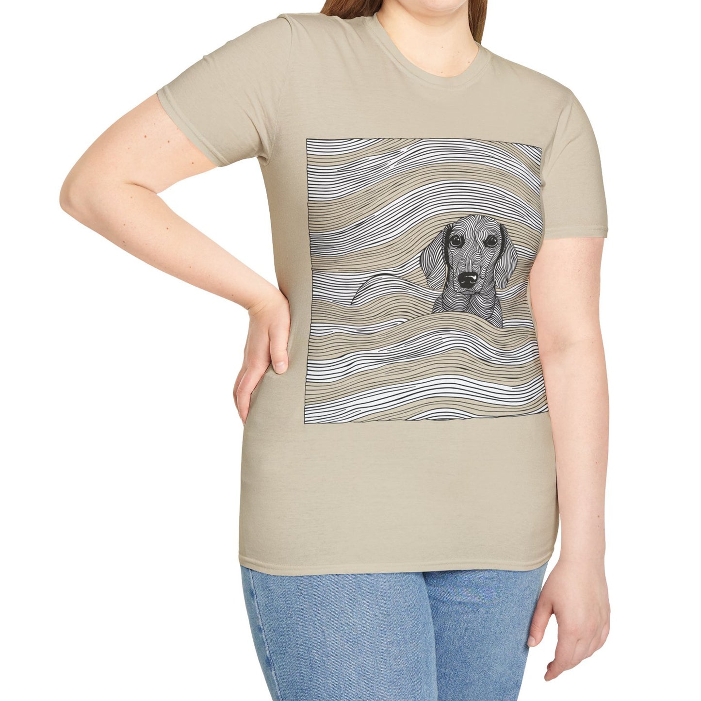 "Smooth Joy" Tan Smooth-Haired Dachshund Unisex Softstyle T-Shirt