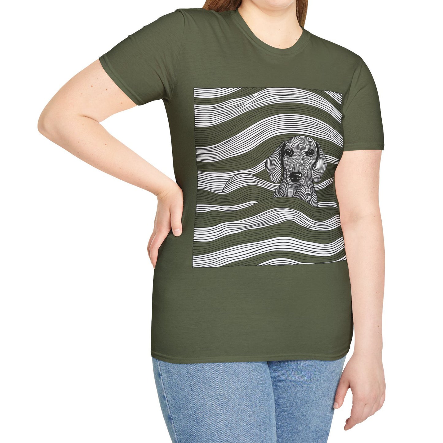 "Smooth Joy" Tan Smooth-Haired Dachshund Unisex Softstyle T-Shirt