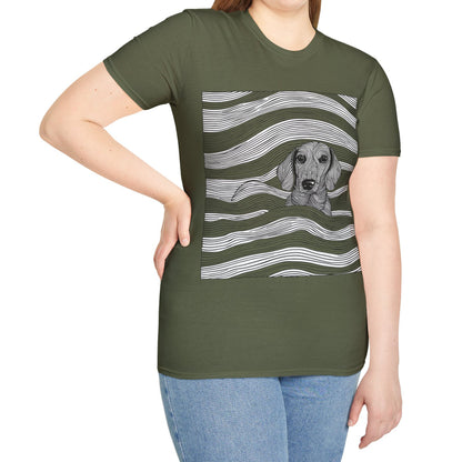 "Smooth Joy" Tan Smooth-Haired Dachshund Unisex Softstyle T-Shirt