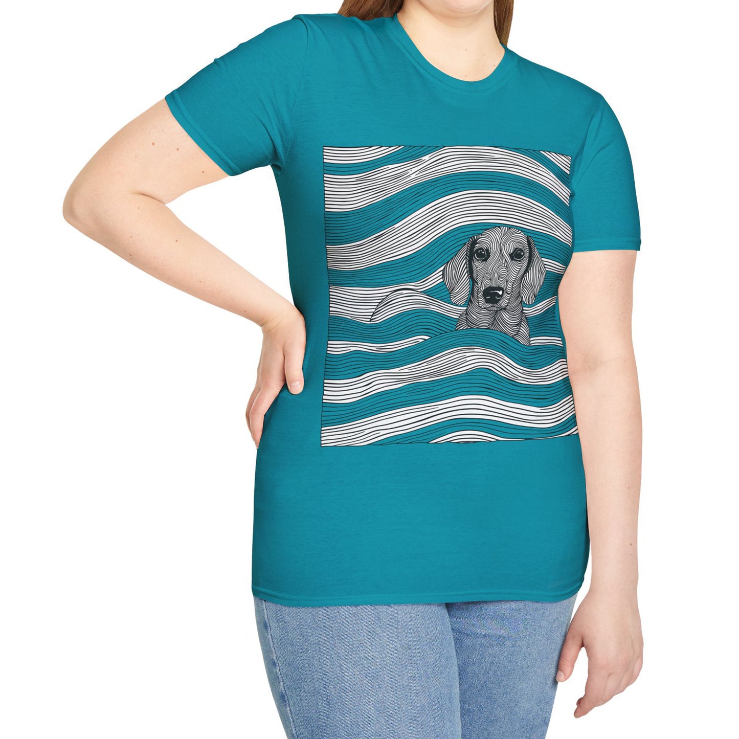 "Smooth Joy" Tan Smooth-Haired Dachshund Unisex Softstyle T-Shirt