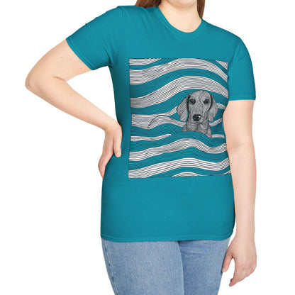 "Smooth Joy" Tan Smooth-Haired Dachshund Unisex Softstyle T-Shirt