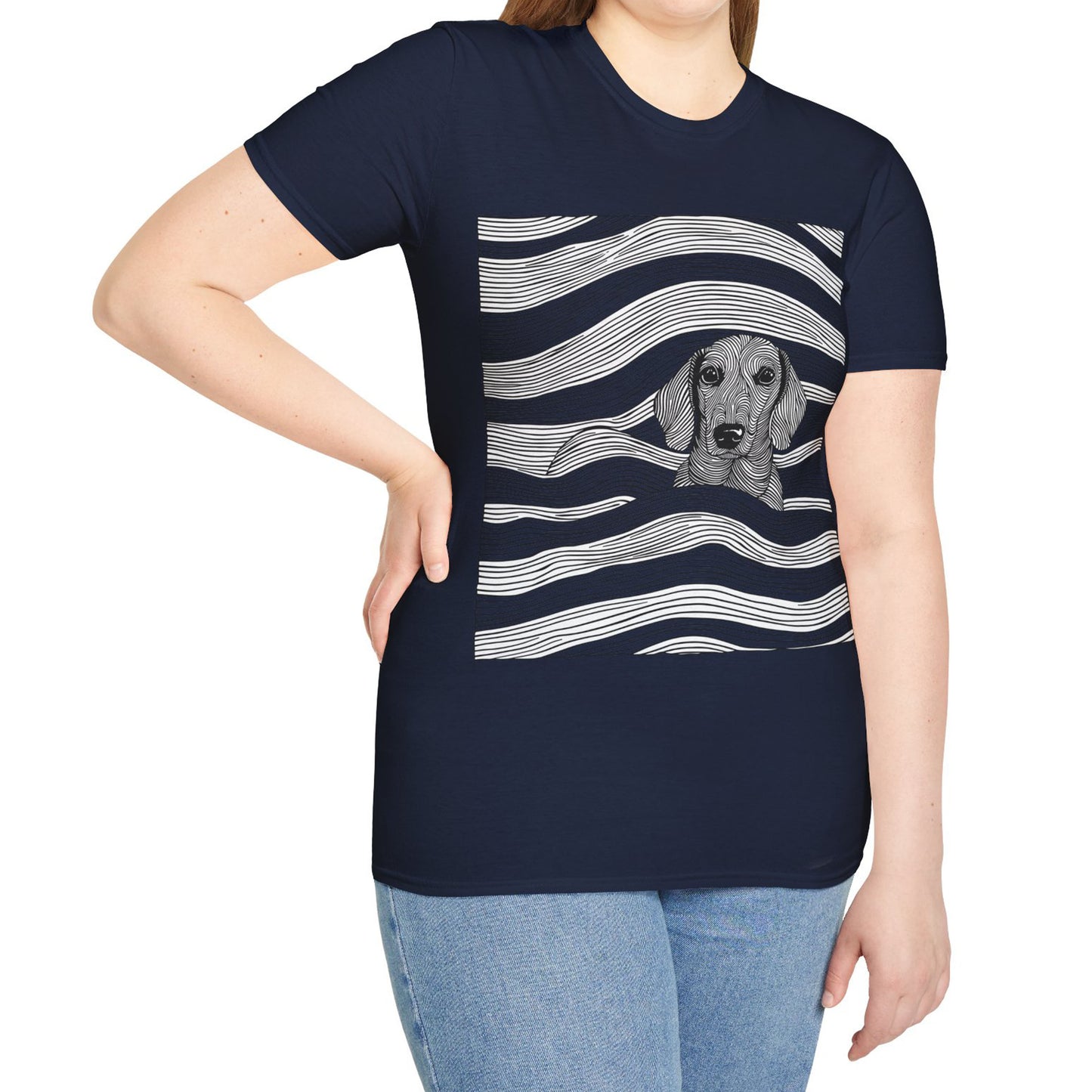 "Smooth Joy" Tan Smooth-Haired Dachshund Unisex Softstyle T-Shirt