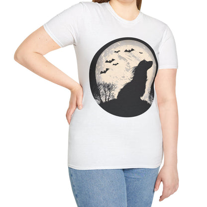 "Moon Glow" Long-Haired Dachshund Halloween Unisex Softstyle T-Shirt