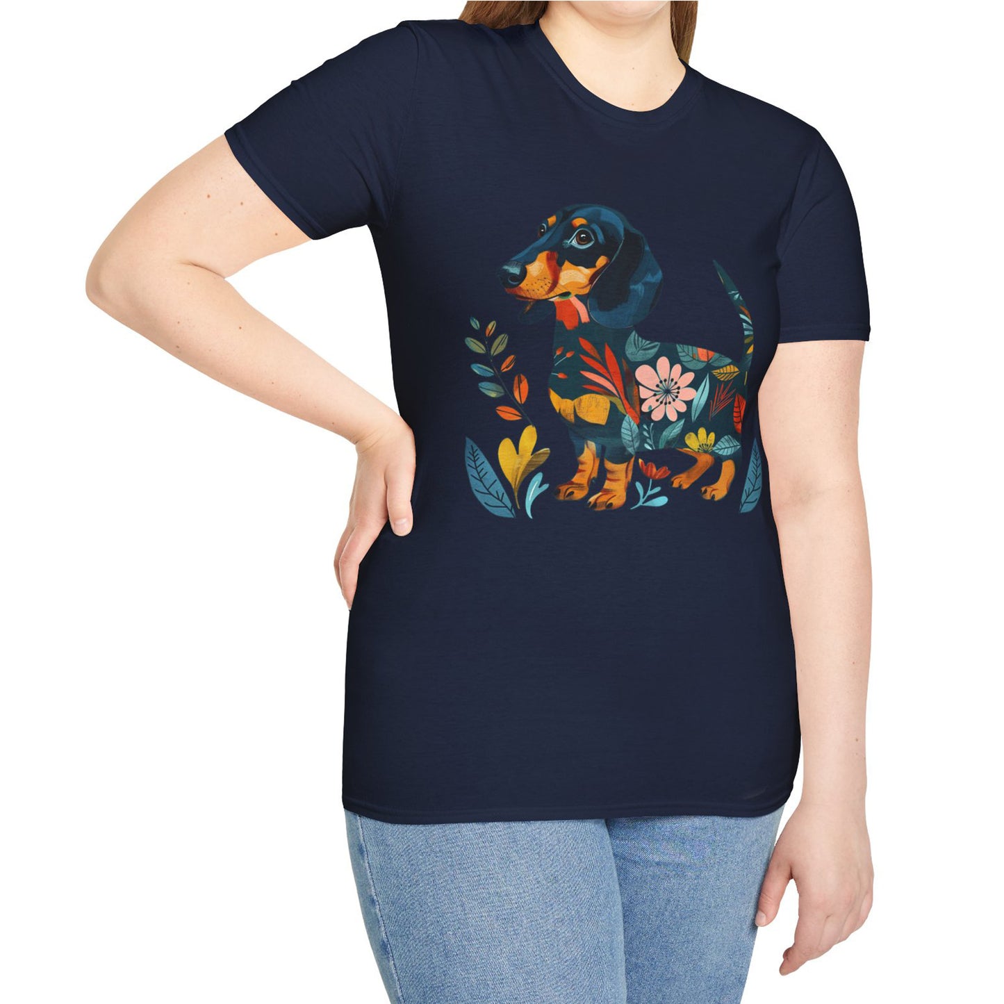 "Fresh" Black & Tan Smooth-Haired Dachshund Unisex Softstyle T-Shirt