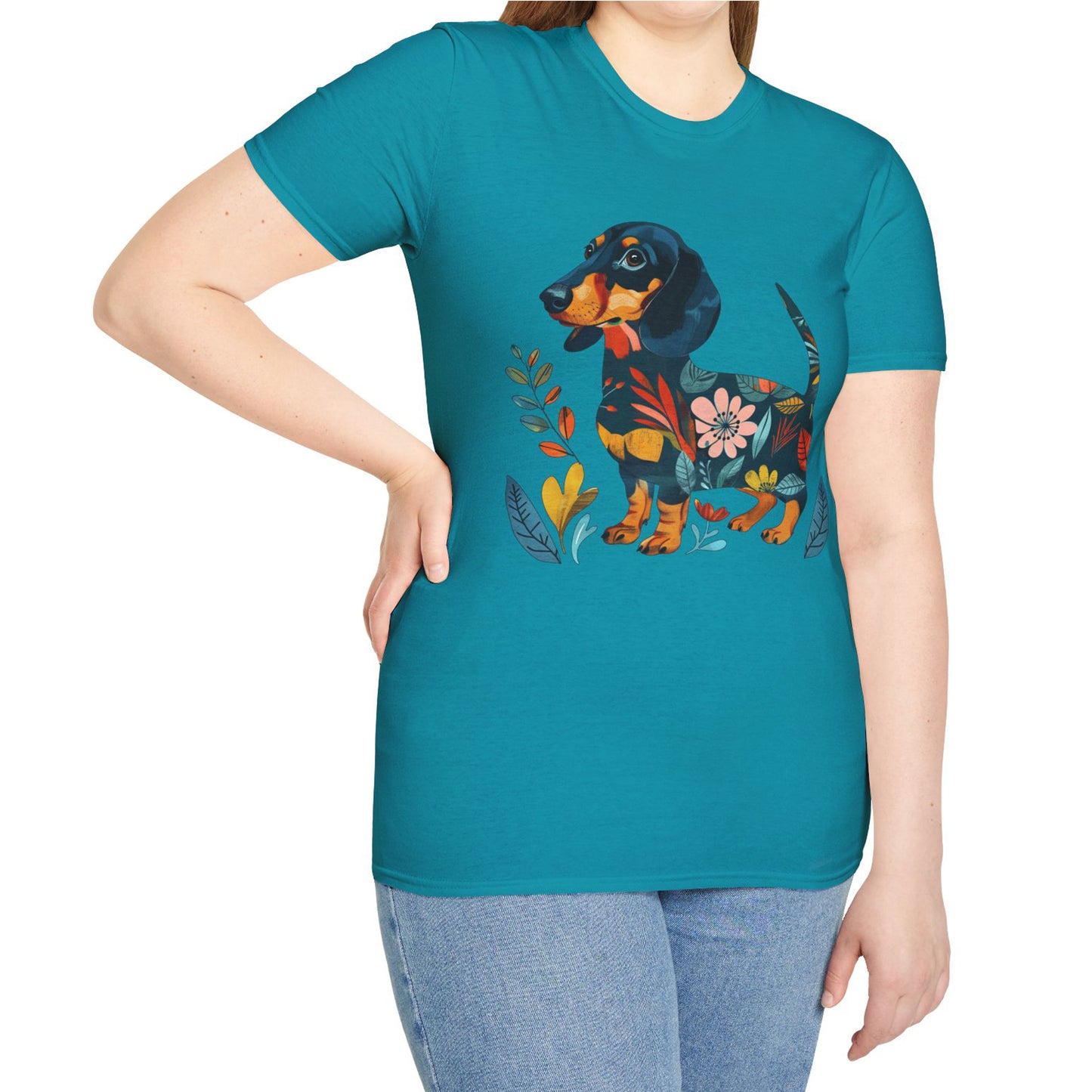 "Fresh" Black & Tan Smooth-Haired Dachshund Unisex Softstyle T-Shirt