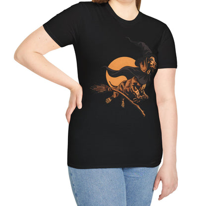 "Take Flight" Tan Smooth-Haired Dachshund Halloween Unisex Softstyle T-Shirt