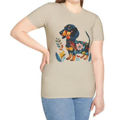"Fresh" Black & Tan Smooth-Haired Dachshund Unisex Softstyle T-Shirt