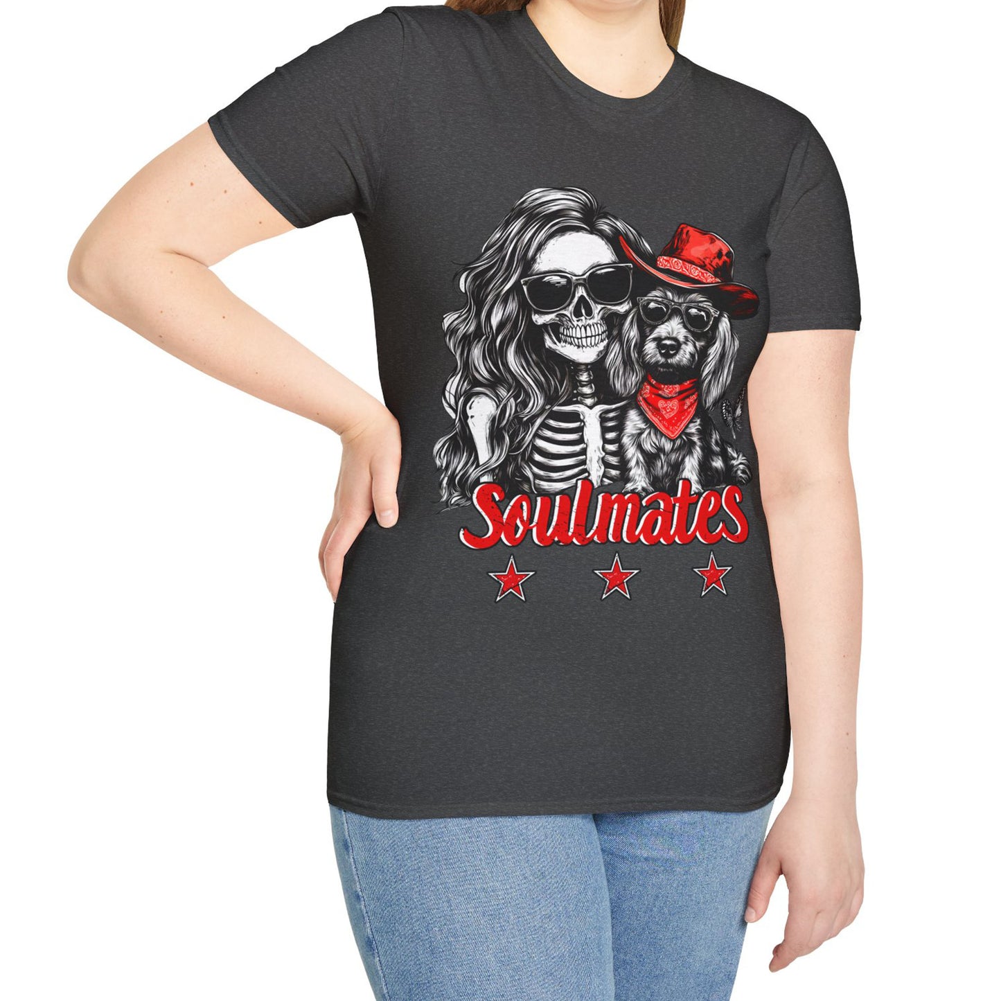 "Wired Soulmates" Wire-Haired Dachshund Halloween Unisex Softstyle T-Shirt