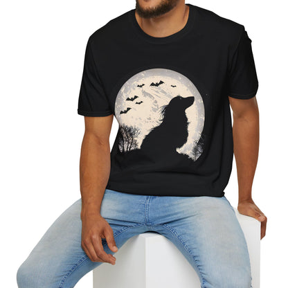 "Moon Glow" Long-Haired Dachshund Halloween Unisex Softstyle T-Shirt