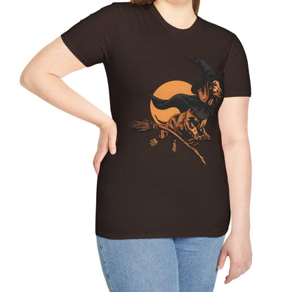 "Take Flight" Tan Smooth-Haired Dachshund Halloween Unisex Softstyle T-Shirt