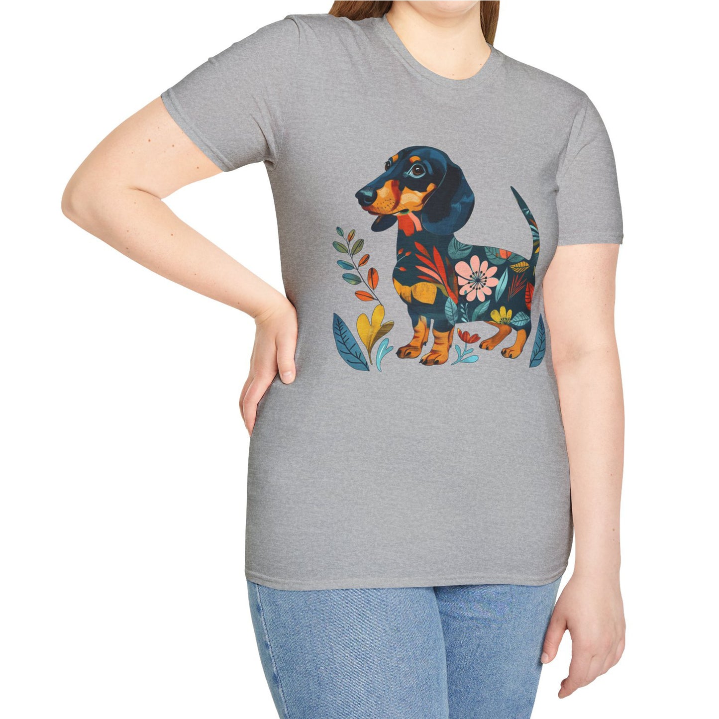 "Fresh" Black & Tan Smooth-Haired Dachshund Unisex Softstyle T-Shirt