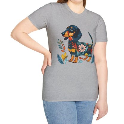 "Fresh" Black & Tan Smooth-Haired Dachshund Unisex Softstyle T-Shirt