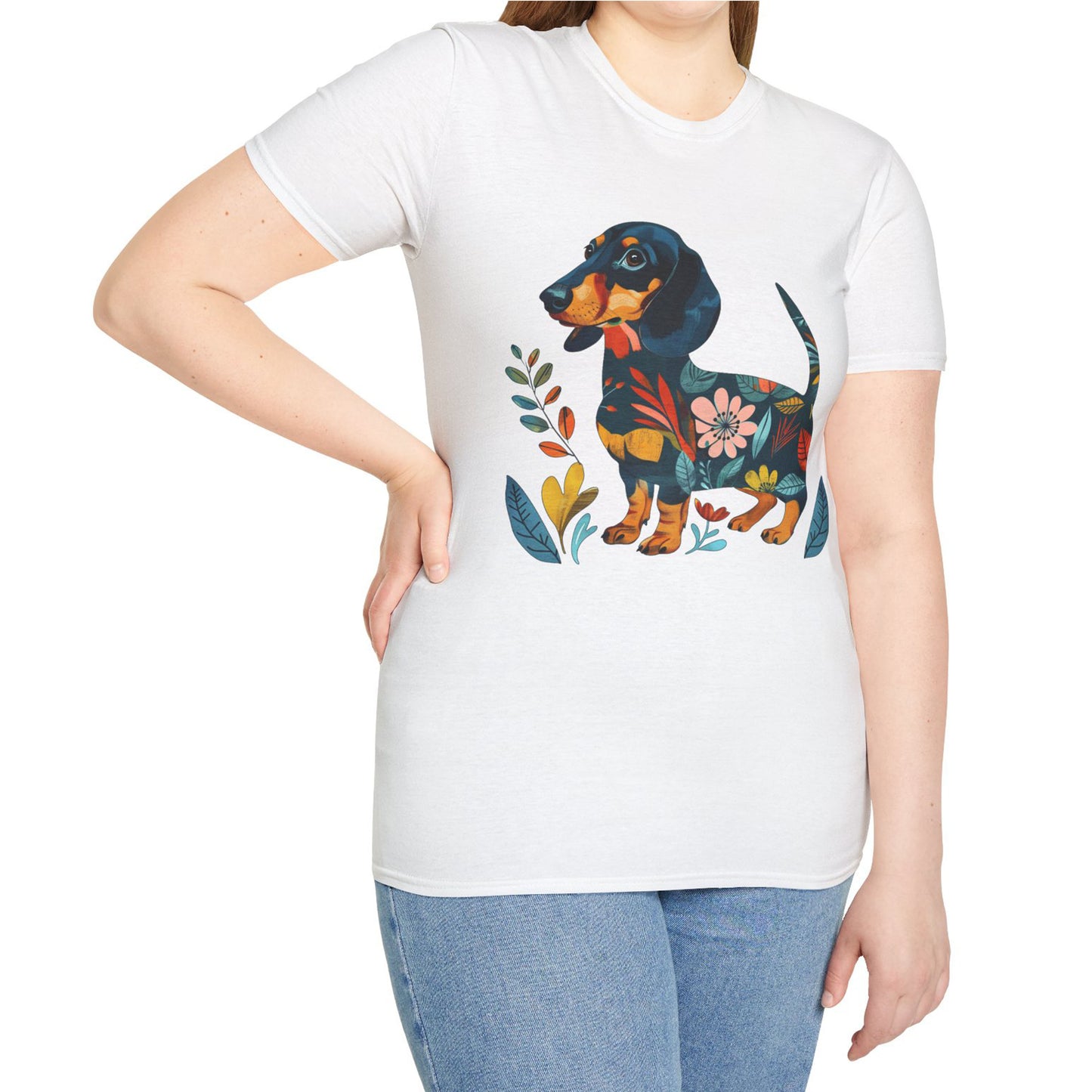 "Fresh" Black & Tan Smooth-Haired Dachshund Unisex Softstyle T-Shirt