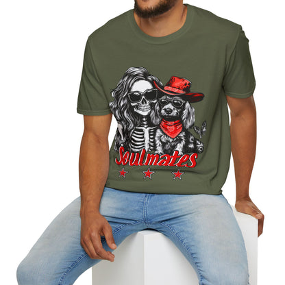 "Wired Soulmates" Wire-Haired Dachshund Halloween Unisex Softstyle T-Shirt