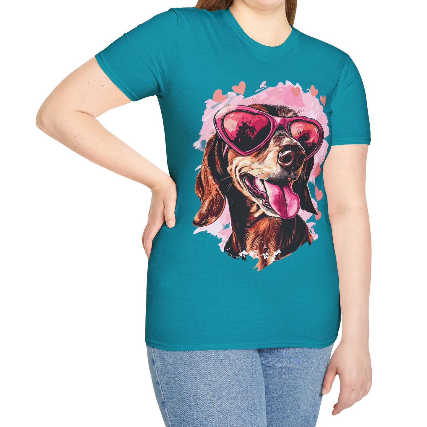"Tanned Hearts" Tan Smooth-Haired Dachshund Unisex Softstyle T-Shirt