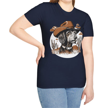"Wired West" Wire-Haired Dachshund Unisex Softstyle T-Shirt