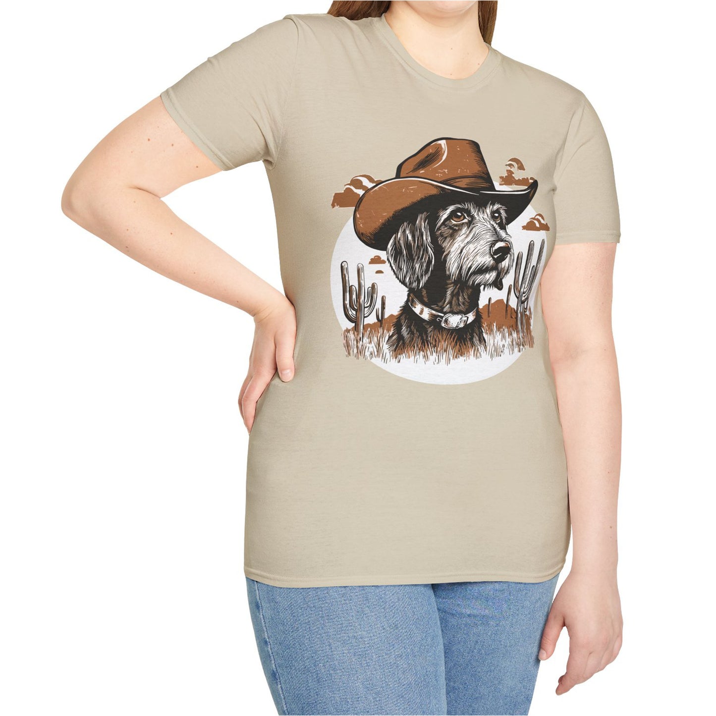 "Wired West" Wire-Haired Dachshund Unisex Softstyle T-Shirt