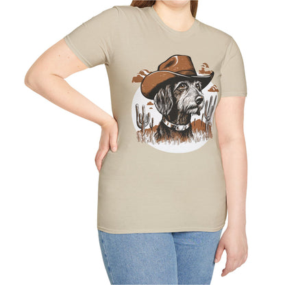 "Wired West" Wire-Haired Dachshund Unisex Softstyle T-Shirt