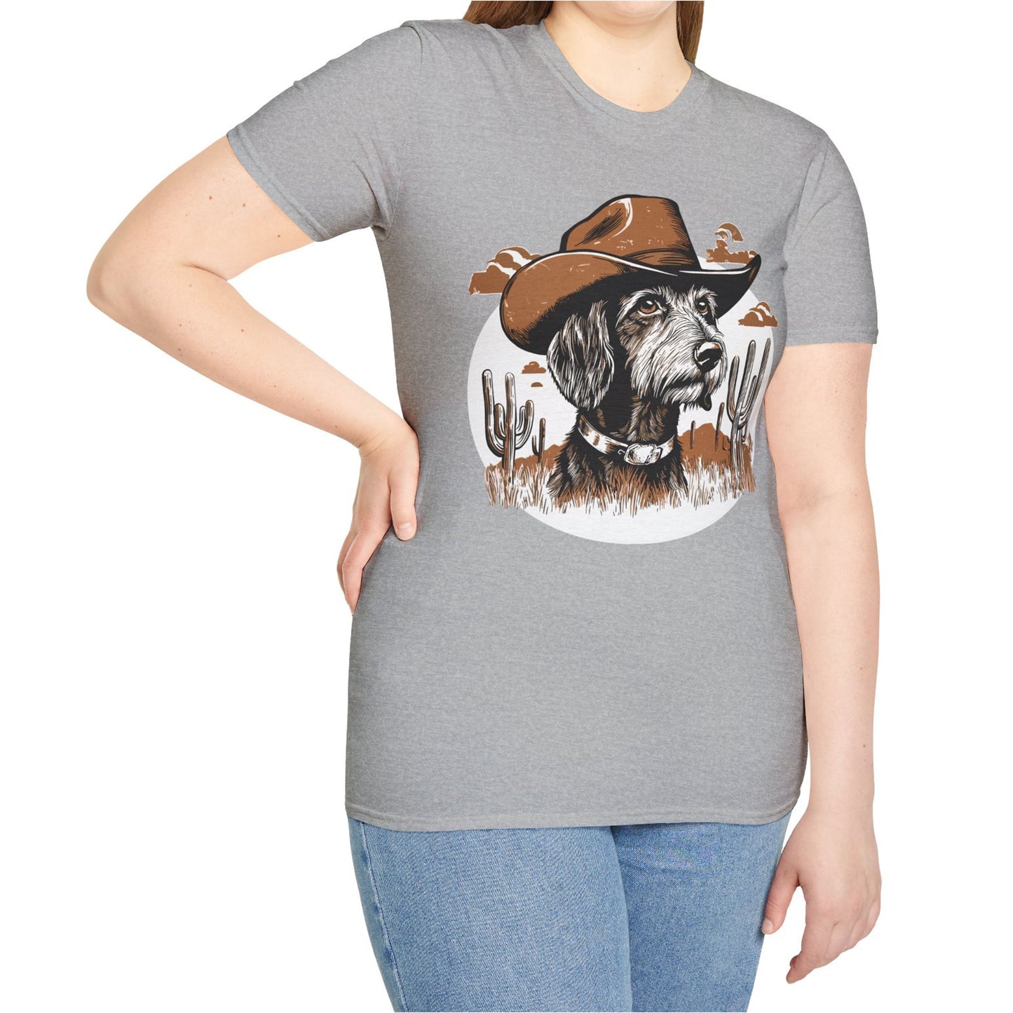 "Wired West" Wire-Haired Dachshund Unisex Softstyle T-Shirt