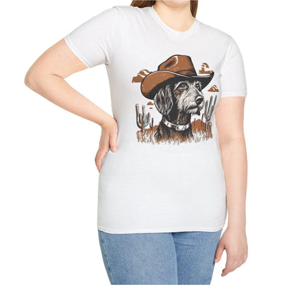 "Wired West" Wire-Haired Dachshund Unisex Softstyle T-Shirt