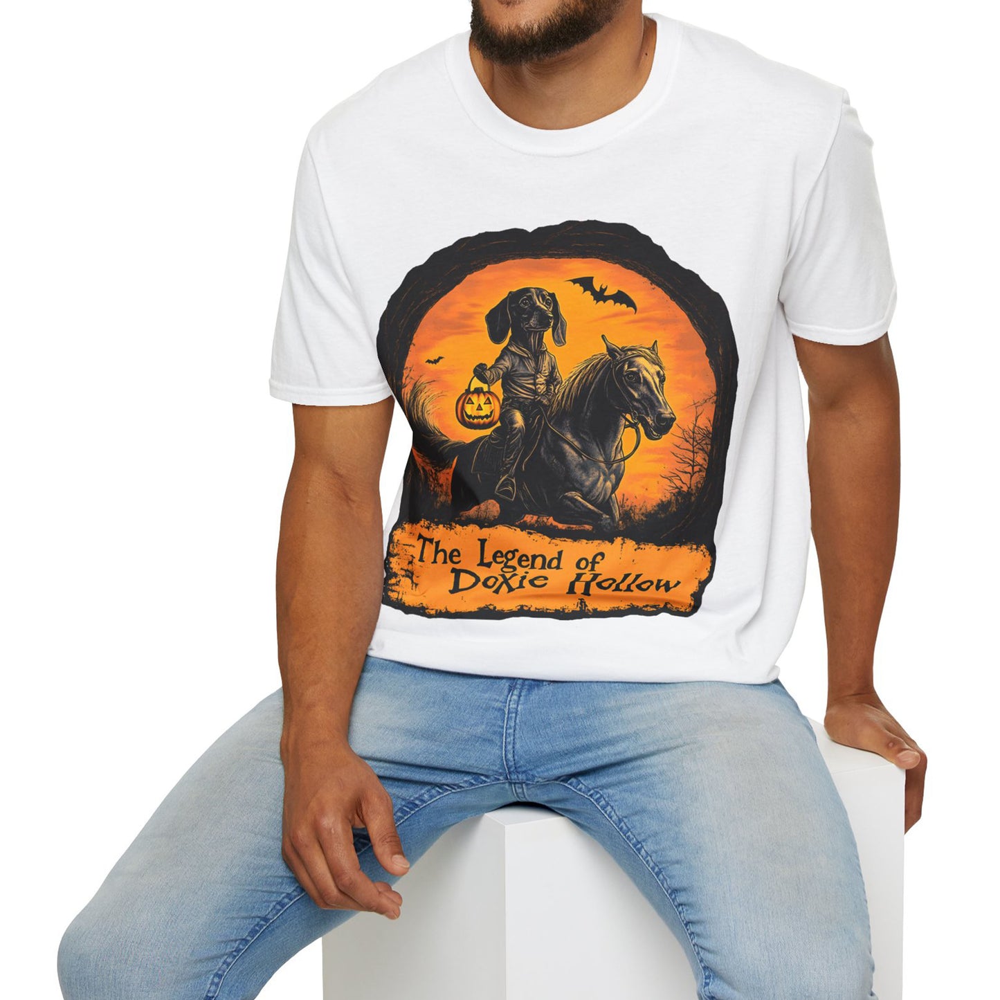 "Smooth's Hollow" Smooth-Haired Dachshund Halloween Unisex Softstyle T-Shirt