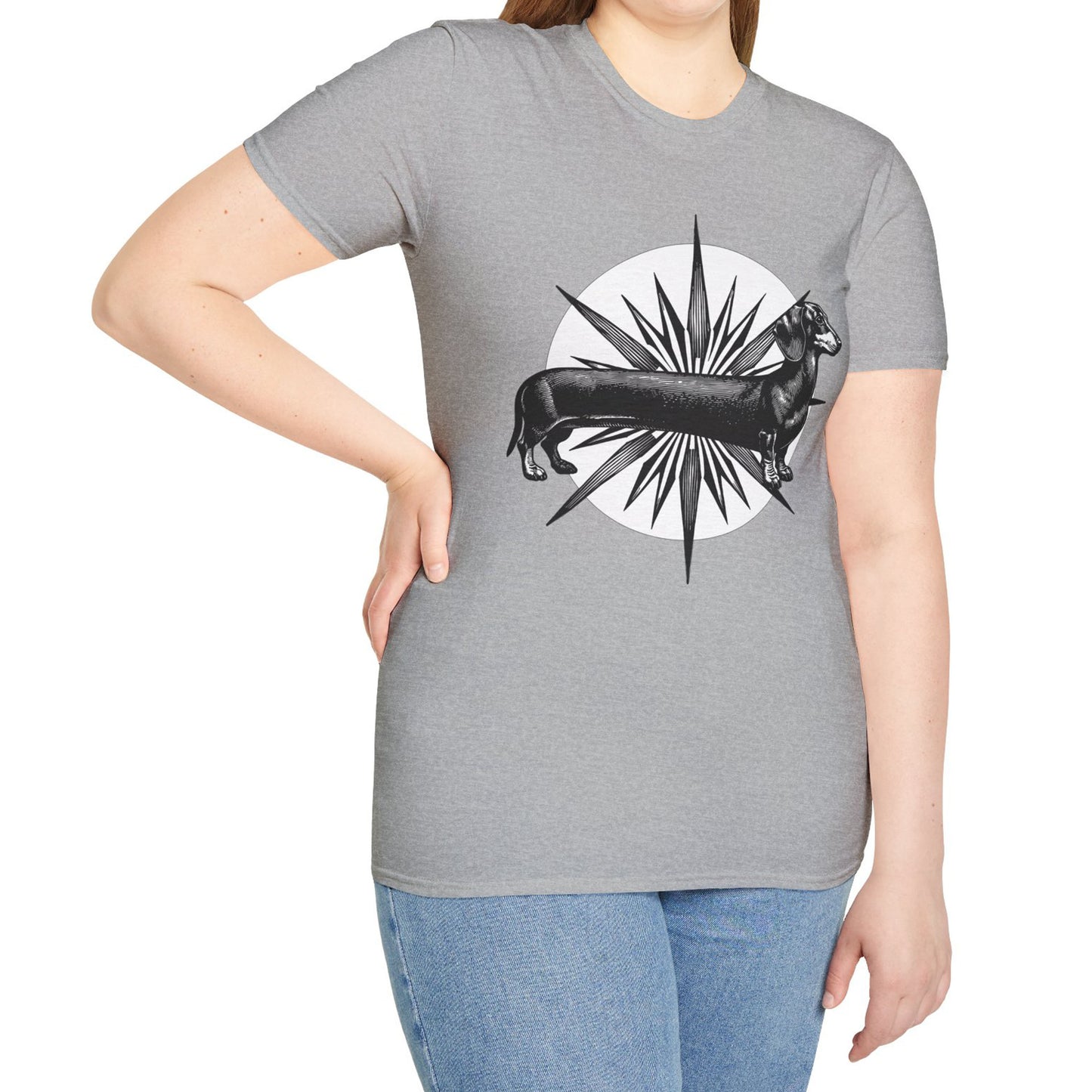 "Go North" Black & Tan Smooth-Haired Dachshund Unisex Softstyle T-Shirt