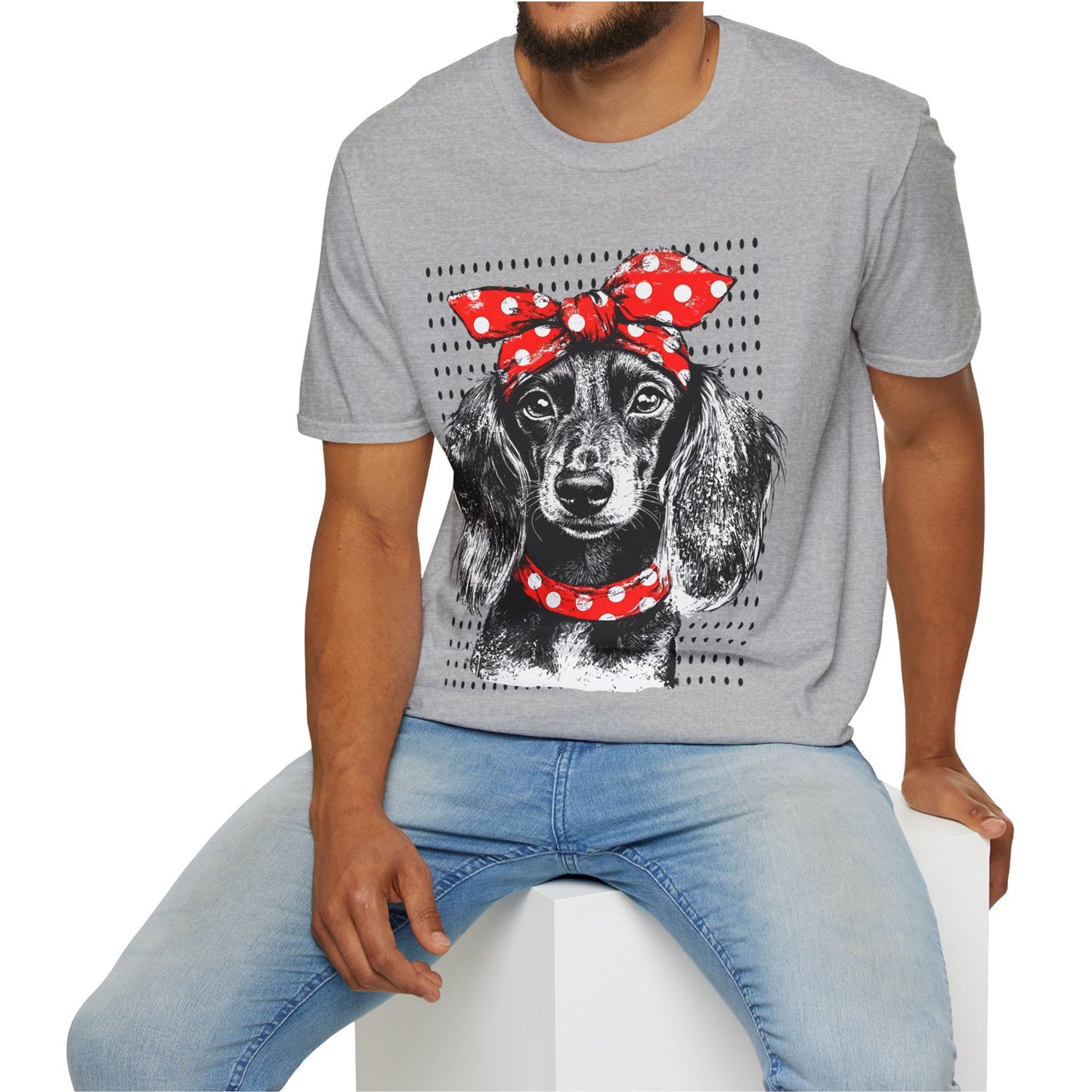 "Riveter" Long-Haired Dachshund Unisex Softstyle T-Shirt