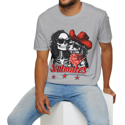 "Smooth Soulmates" Smooth-Haired Dachshund Halloween Unisex Softstyle T-Shirt